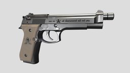 Beretta 92FS Inox "Sword Cutlass" fanart, handgun, props, beretta, blacklagoon, m92, revy, weapon, 3d, weapons, hardsurface, gun, anime, guns, gameready