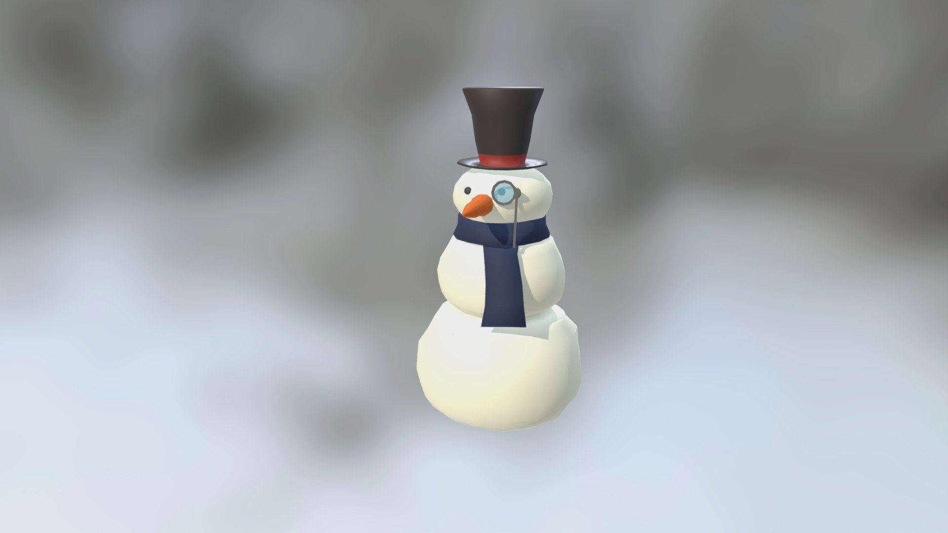 A snowman with a hat, a scarf and a monocle - Snowman - 3D model by Laure (@lolopoly) 3d model