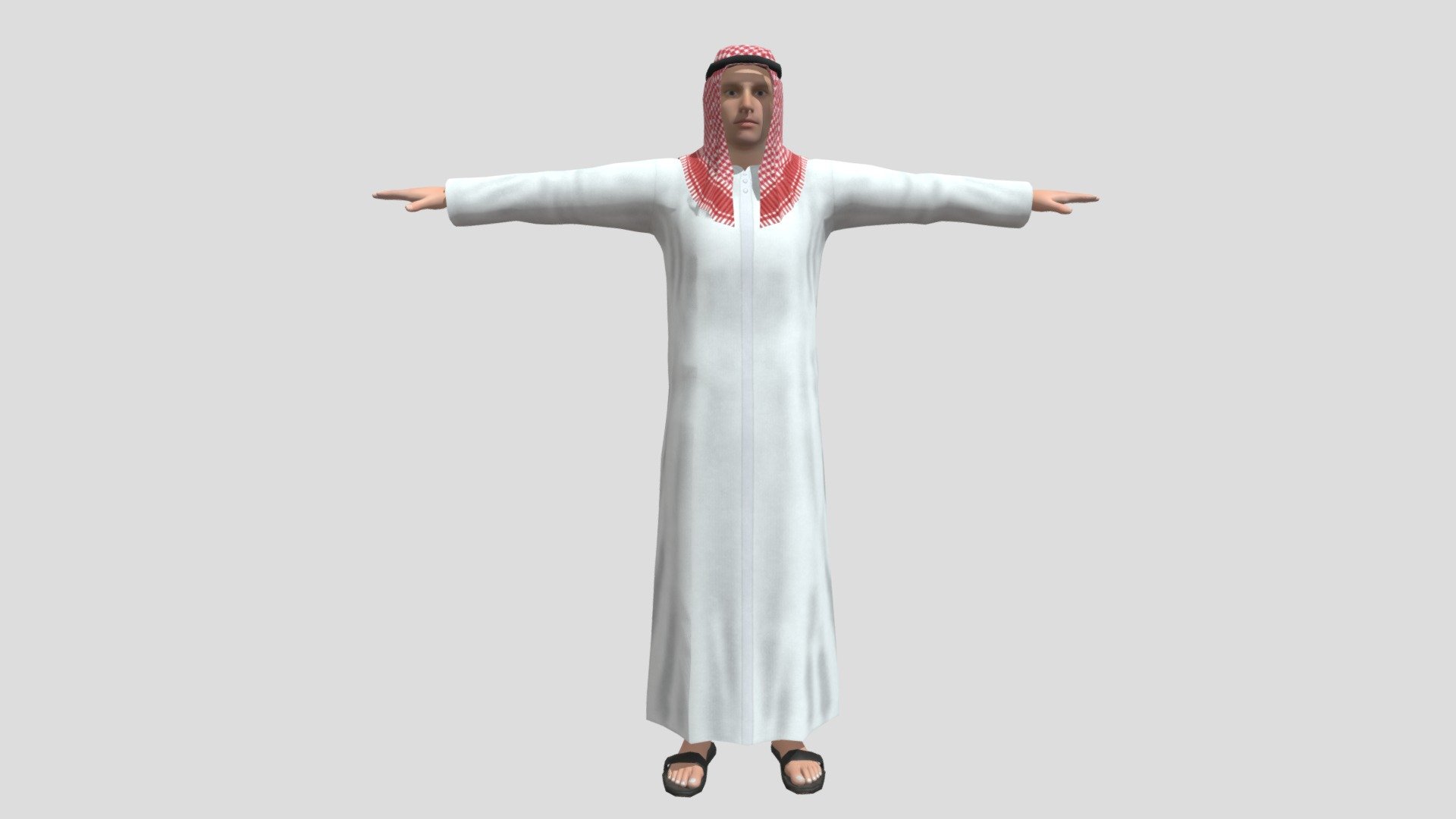 Description:
Arab Male 3D model is a high quality, photo real model that will enhance detail and realism to any of your game projects or commercials. The model has a fully textured, detailed design that allows for close-up renders. 
Features:
• High quality polygonal model with detailed texture, correctly scaled for an accurate representation of the original object.
• Maya 2019 V-Ray and standard materials scenes along with multiple other file formats.
• Texture files are given in .jpg formats for easy access.
• All preview images are rendered using Autodesk Maya vray
• No cleaning up necessary, just drop your models into the scene, Load the texture and start rendering.
• No special plugin needed to open scene 3d model