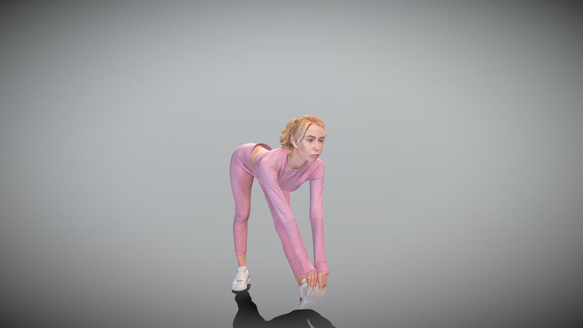 This is a true human size and detailed model of a sporty beautiful woman of Caucasian appearance dressed in sportswear. The model is captured in casual pose to be perfectly matching various architectural and product visualizations, as a background or mid-sized character on a sports ground, gym, beach, park, VR/AR content, etc.

Technical specifications:


digital double 3d scan model
150k &amp; 30k triangles | double triangulated
high-poly model (.ztl tool with 5 subdivisions) clean and retopologized automatically via ZRemesher
sufficiently clean
PBR textures 8K resolution: Diffuse, Normal, Specular maps
non-overlapping UV map
no extra plugins are required for this model

Download package includes a Cinema 4D project file with Redshift shader, OBJ, FBX, STL files, which are applicable for 3ds Max, Maya, Unreal Engine, Unity, Blender, etc. All the textures you will find in the “Tex” folder, included into the main archive.

3D EVERYTHING

Stand with Ukraine! - Sporty young woman in tracksuit training 383 - Buy Royalty Free 3D model by deep3dstudio 3d model
