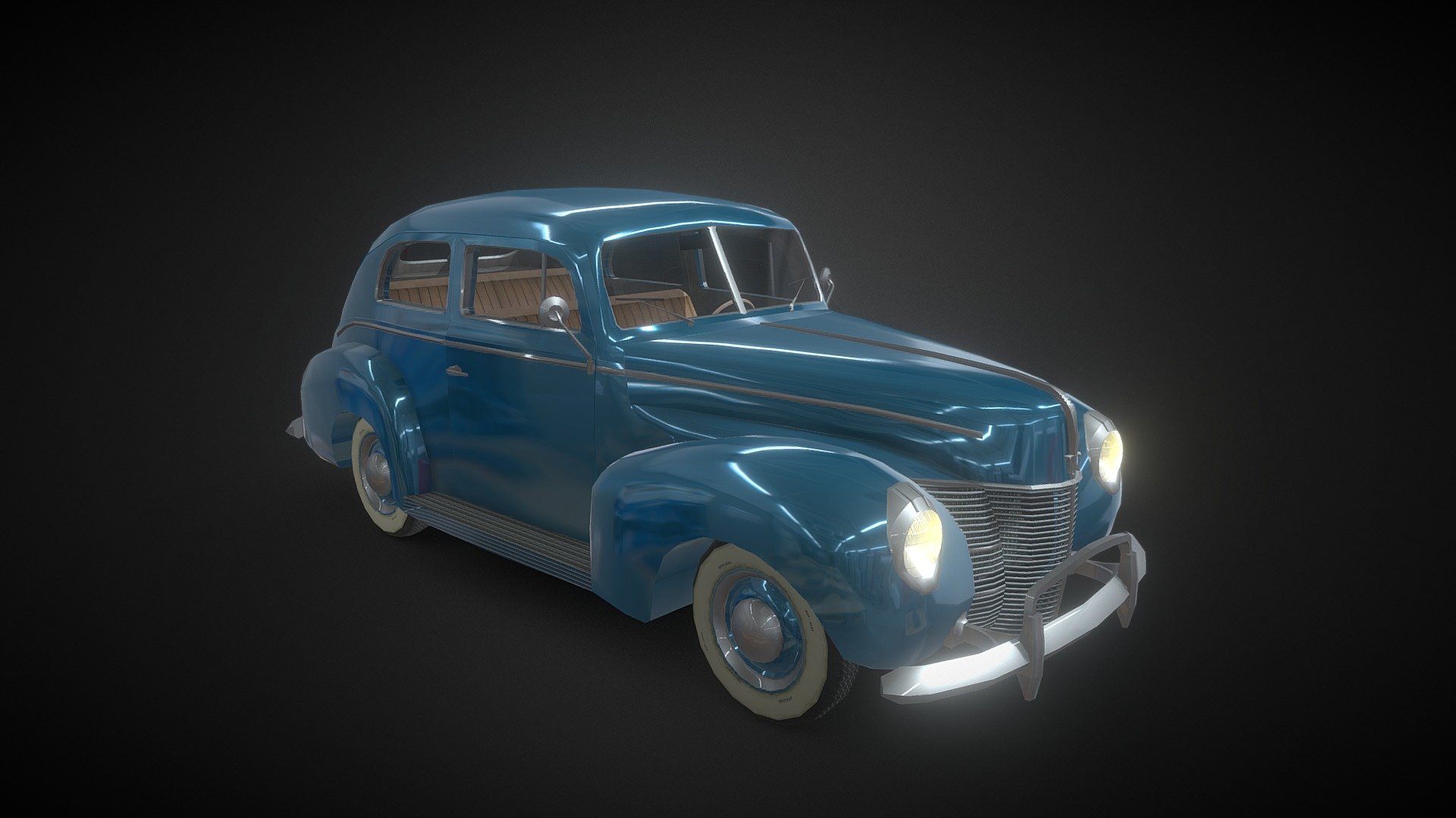 –GENERAL–

This is high quality Ford-1940 car model with complete interior and machines .(Edge loops, quad poly, simple overall structure).

Model is suitable for use in broadcast, film, presentation, cut scenes, advertising, etc.

Geometry and textures can be used in any type of 3d apps. Such as Maya, C4D, LightWave, Marmoset and current gen game engines (tested in Unity5, UnrealEengine4, and CryEngine) However, it does not mean that product includes full asset or project files for Unity, UE4 etc. You will need to import assets by yourself. It only means that geometry is ‘clean’ and it runs on everything without errors and bugs.

(MODAL IS TESTED IN DIFFRENT SOFTWARE (UNITY, MUDBOX, MAYA, 3DS MAX, KEYSHORT, ETC.)

Note: this is my old work on vintage car model for practicing of car modeling and texturing task 3d model