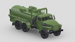 Ural-4320 Tanker green, truck, armored, printing, army, transport, grad, carrier, russian, vr, infantry, ar, russia, print, machine, auto, ural, printable, troops, flatbed, 6x6, bm-21, 4320, 3d, vehicle, military, car, war