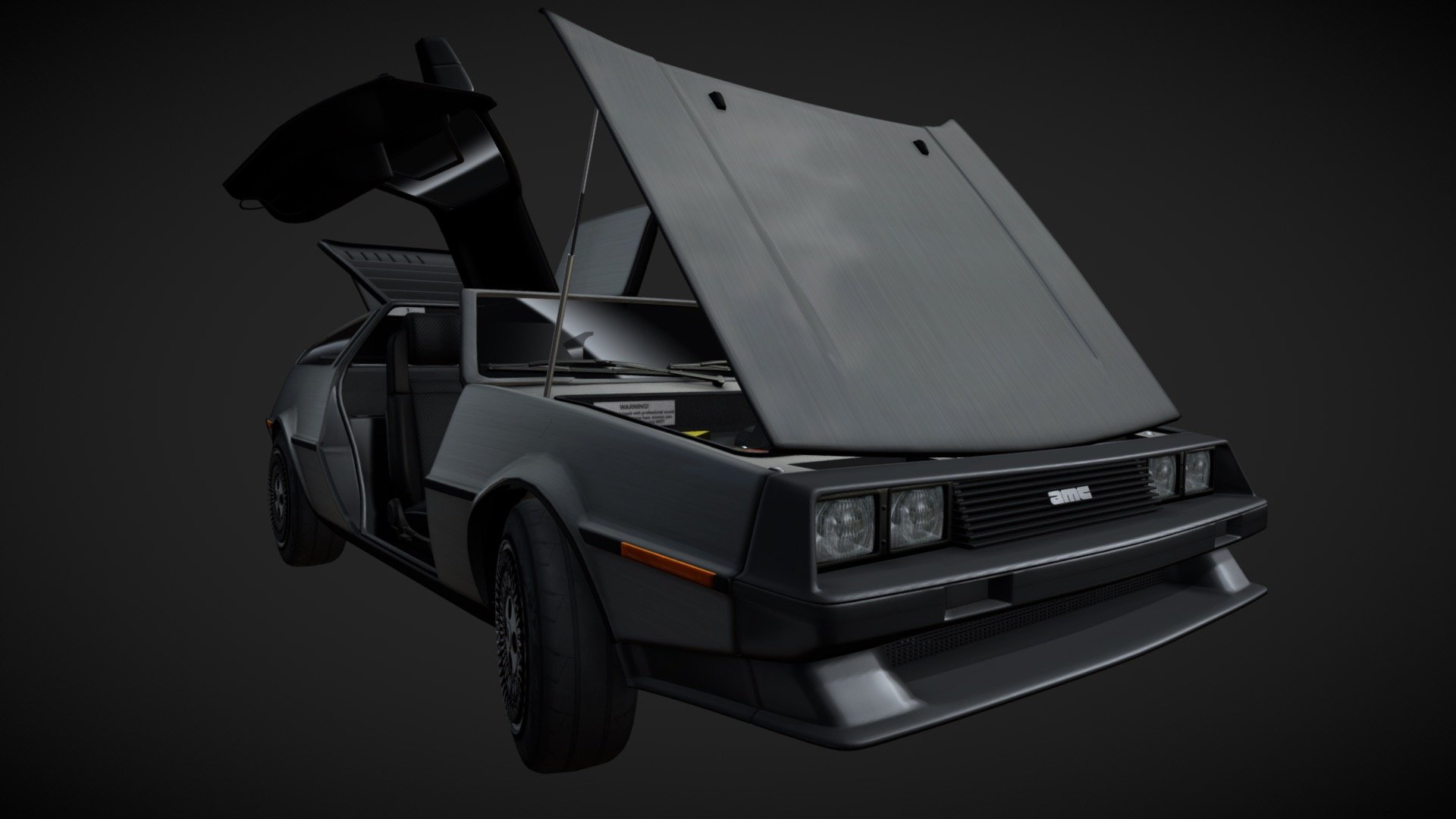 Originally the model was intended for Second Life.
Overall the model is midpoly.
Because of the weird engine of Second Life, I had to unwrap and texture every little part of the car.

The car does not 100% match the original real life car. It's my own interpretation of Delorean 3d model