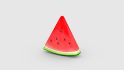 A piece of watermelon Low-poly 3D model drink, food, fruit, garden, orchard, cut, beverage, eat, farm, sweet, watermelon, acid, ripe, lowpolymodel, planting, oranges, handpainted, cartoon