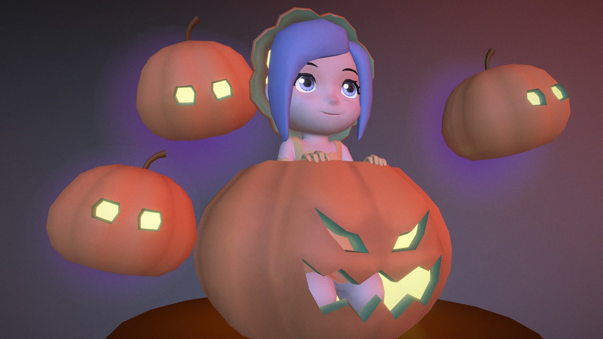 Halloween is comingggg, cute little Pumpkin Angel is born 3d model