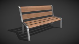 Stylized Wooden Bench wooden, bench, urban, public, unrealengine, pbr, stylized, gameready