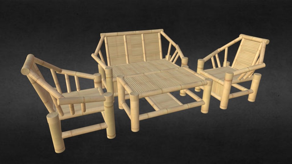 Guest table &amp; chairs variation - Meja & Kursi Tamu Variasi - 3D model by Tereng kayu (@terengkayu) 3d model