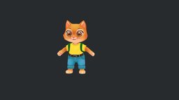 Cat Jeans Rig-animation cat, character, lowpoly