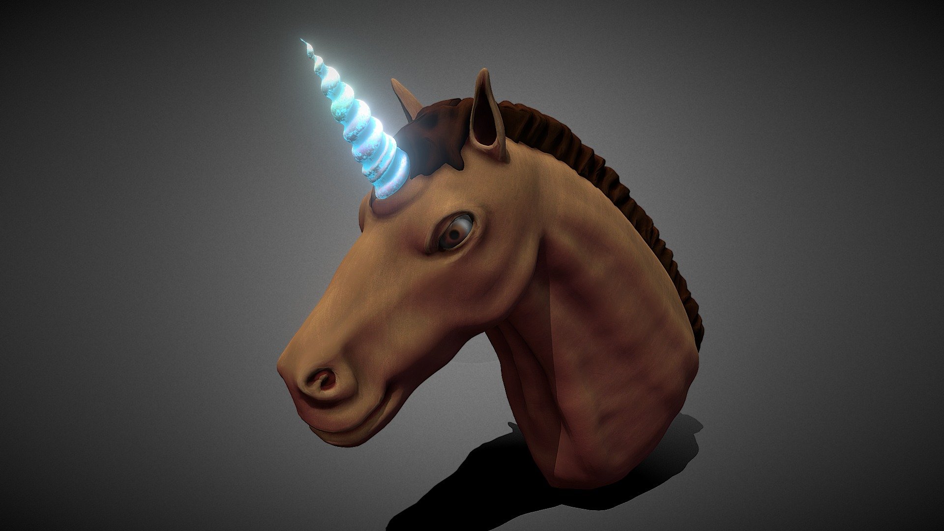 A Unicorn Head made for  horse anatomy study - Unicorn Head - 3D model by qnomon 3d model