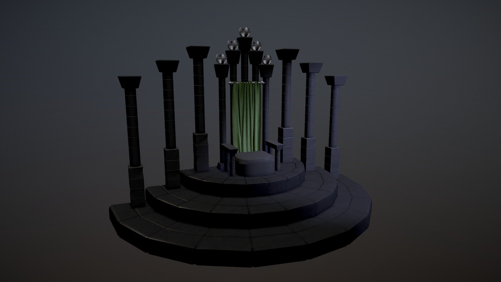 Original low poly model of the stone throne. In general, initially there was a slightly different option, already in the process there were small changes 3d model