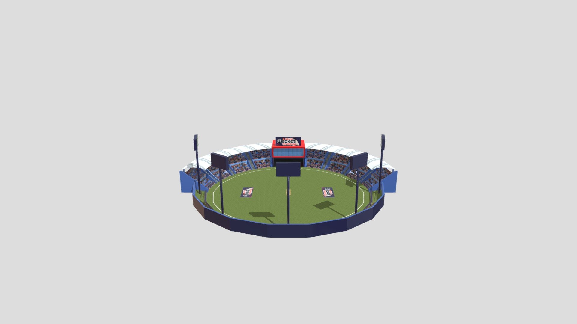 A representational 3D model of cricket stadium ground, that gives a realistic feel to the environment it is a part of.
The asset reflects a cricket stadium, that is minimalistic and ready to use to any environment. The model brings with it a well-defined feel and look to the game or application. Designers at blitz use a light but realistic approach to the development of these assets that ensures the in cooperation done of these assets are up to mark and gives a level – headed approach to the application. 

Package is low poly and very well optimized with ready to use Prefabs with collisions 3d model