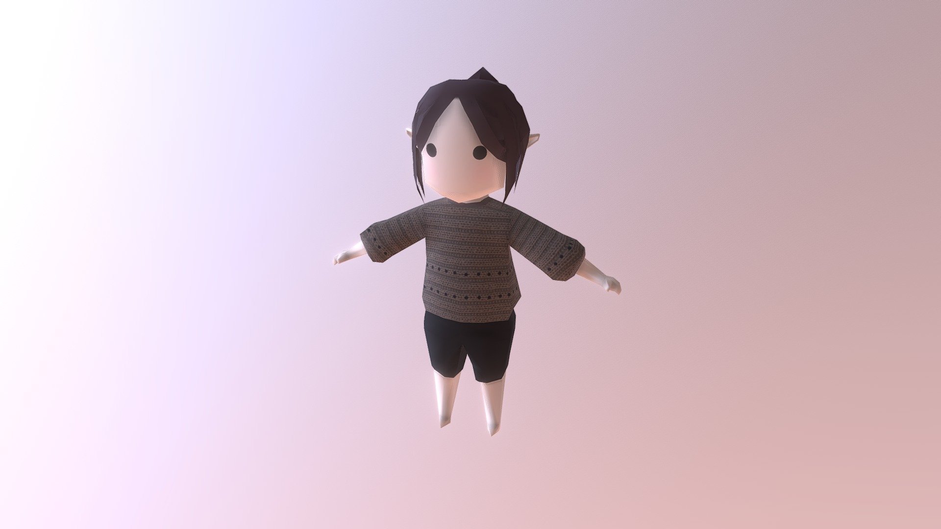 Low poly chibi/cartoon character which I made while practicing Blender 3d model
