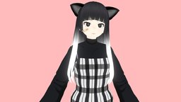Cat 3D Anime Character Girl for Blender
