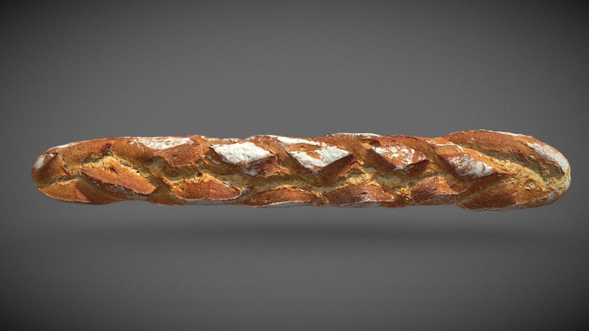 Photogrammetry scan of a french baguette.
120 pictures retopo in a 16k quad model with PBR textures in 4K 3d model