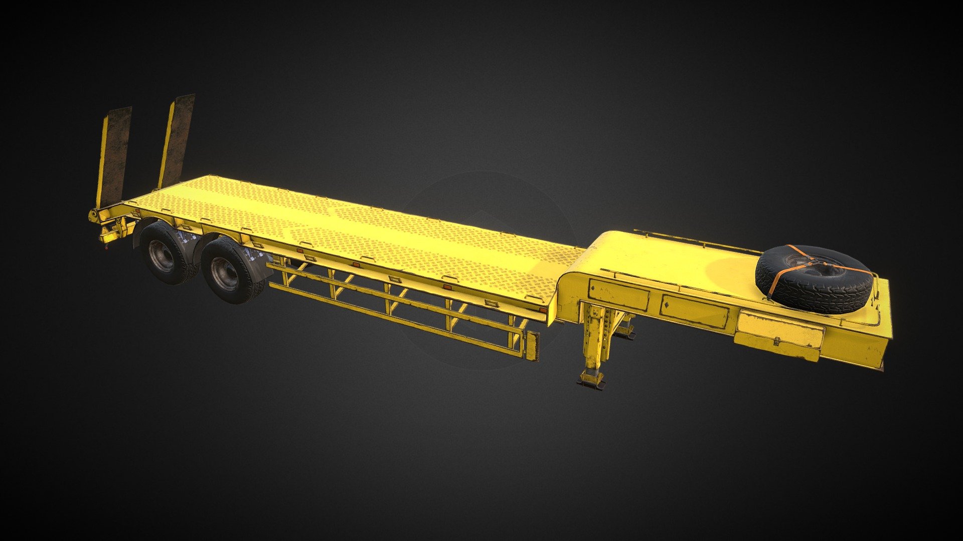3d model of low-bed truck trailer. Used Substance Painter 3d model
