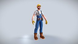 Worker (rigged) worker, workman, fortnite, maya, character, unity, low-poly, lowpoly, low, poly, man, zbrush, stylized, construction, rigged, electrician, laborer, working-class