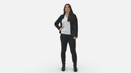 Woman black long hairs hand on side 0840 style, people, beauty, clothes, miniatures, realistic, woman, character, 3dprint, model