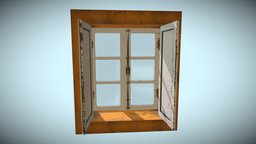 Window Attic Anim dae, steampunk, spain, games, portugal, unreal, double, open, brasil, italy, rustic, obj, window, fbx, plaster, glasses, traditional, real, yellow, grecia, anim, cuba, uvmap, attic, multiple, close, hinges, unity, blender, pbr, low, poly, wood, animation, animated