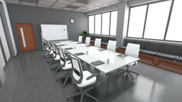 Conference Room office, work, unreal, baked, vr, presentation, worker, boss, call, meeting, whiteboard, unity, lighting, blender, pbr, chair, design, interior