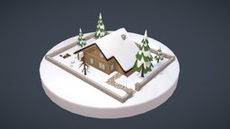 Snowtopia House03 landscape, snow, diorama, background, low-poly-art, lowpoly-3dsmax, lowpoly-gameasset, lowpoly-game-art, lowpoly, house