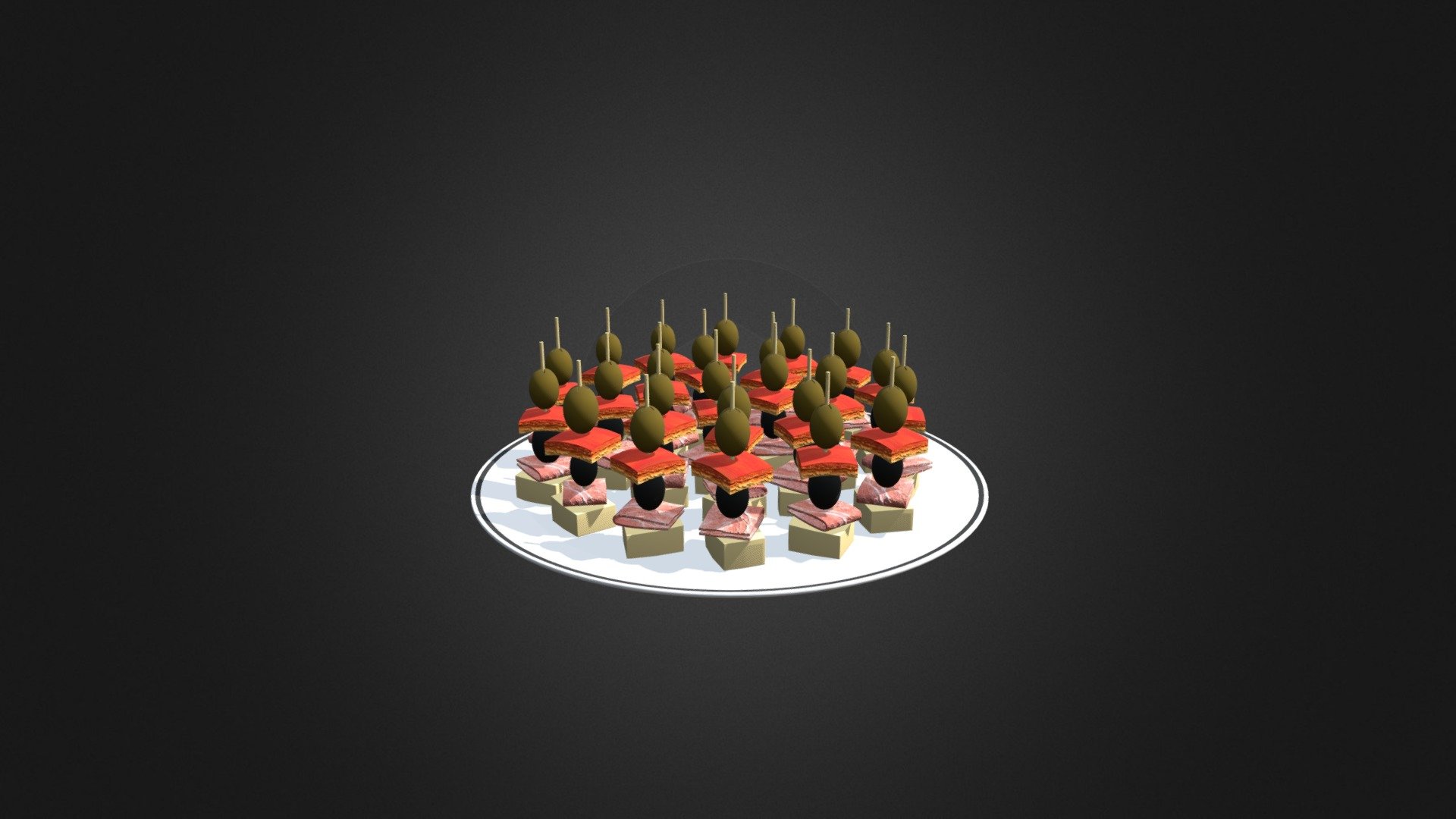 Appetizers On Cocktail Sticks - Appetizers On Cocktail Sticks - Buy Royalty Free 3D model by cgaxis 3d model