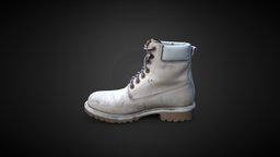 Female White Leather Boots LOW-POLY