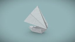 Origami boat toy, japan, origami, paper, folding, papercraft, craft, catamaran, hobby, lowpoly, boat