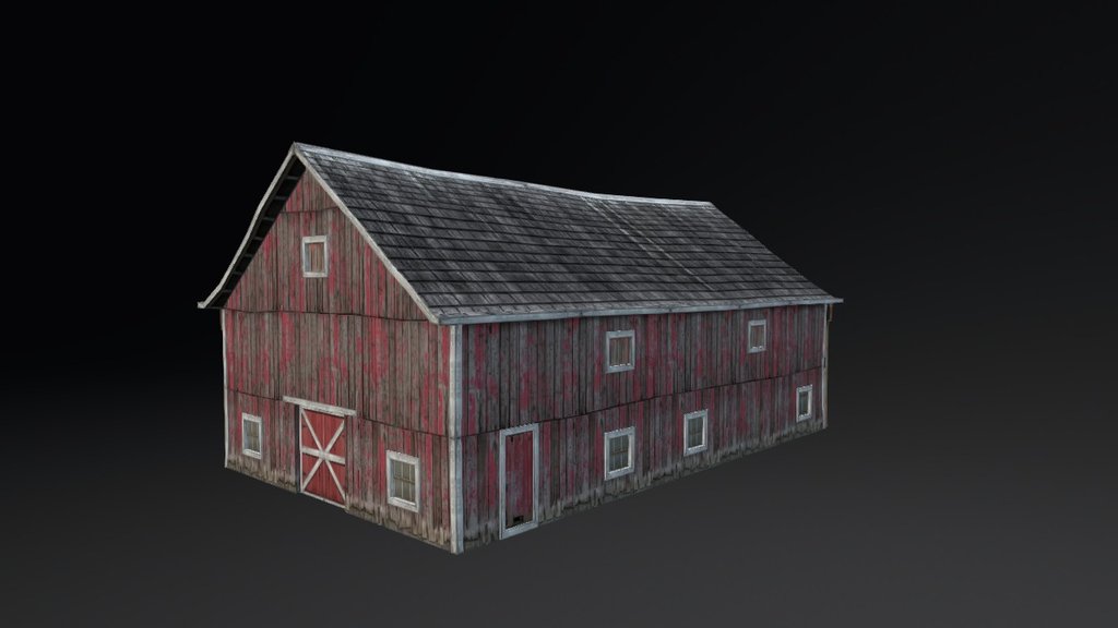 Low poly barn structure - Abandoned Barn - 3D model by mnagatani 3d model