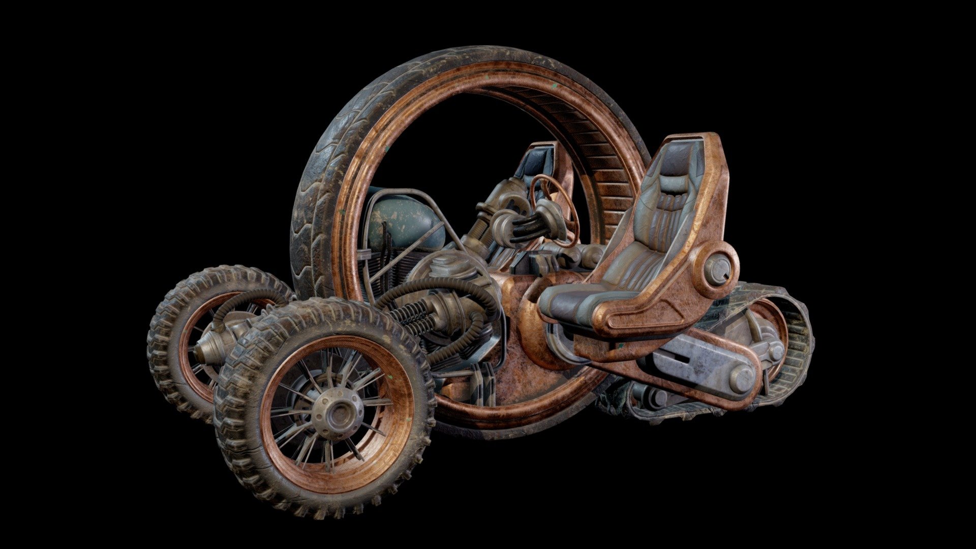 Monowheel Vehicle - Rustborn GAP Exam - 3D model by Jay Malik (@jay_malik) 3d model