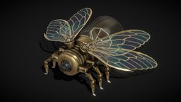 Steampunk Fly bulb, insect, steampunk, gears, mechanical, steampunk-character, low-poly, lowpoly, fly, robot, noai, steampunk-fly