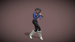 Animated Model Singing with Microphone in Hand musical, singer, animated