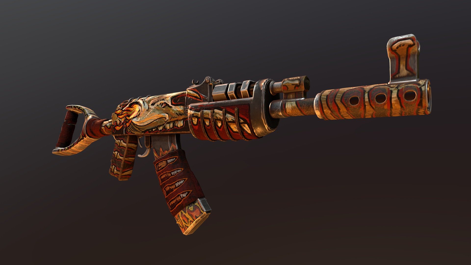 An AK skin for Rust, featuring paintings and sculpt by Veysal Kara 3d model