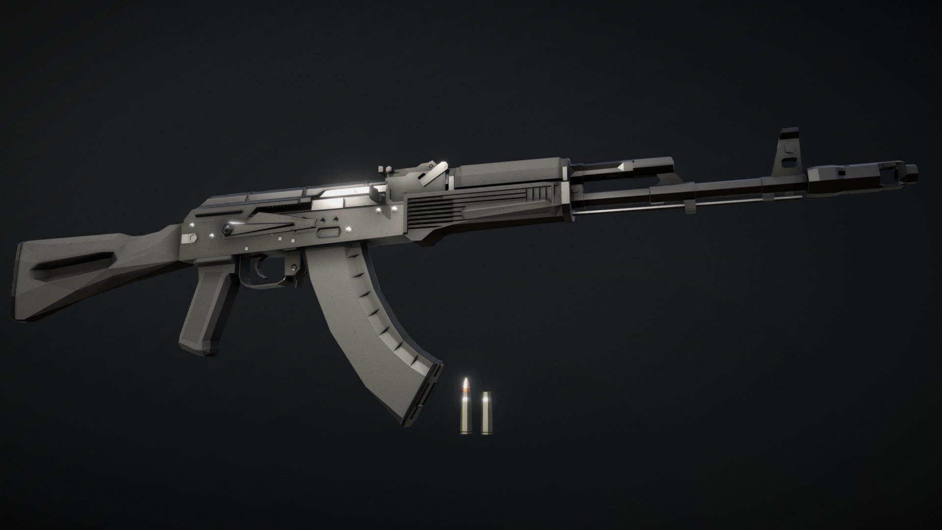 Low Poly model of the AK-103, the 100-series modernization of the popular and well-known AKM, with folding stock, attachment rail, polymer furniture, an improved muzzle brake/compensator, and magazine 3d model