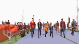 Autumn People Pack people, population, women, pack, cold, warm, autumn, crowd, blender, lowpoly, city, human, person