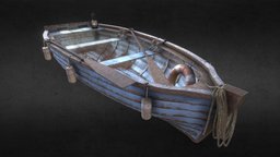 Fishing boat lamp, lantern, fishing, network, dirty, rope, floating, net, game-ready, skiff, optimized, low-poly-model, netting, buoys, oar, boatmodels, low-poly, pbr, boat, gas-lamp, buat, for-port
