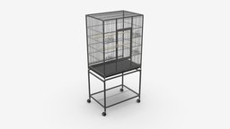 Bird cage large with stand on wheels empty, bird, stand, cage, hanging, top, dome, decorative, tray, wire, metal, nature, feeder, large, trapped, birdcage, 3d, pbr, animal, door