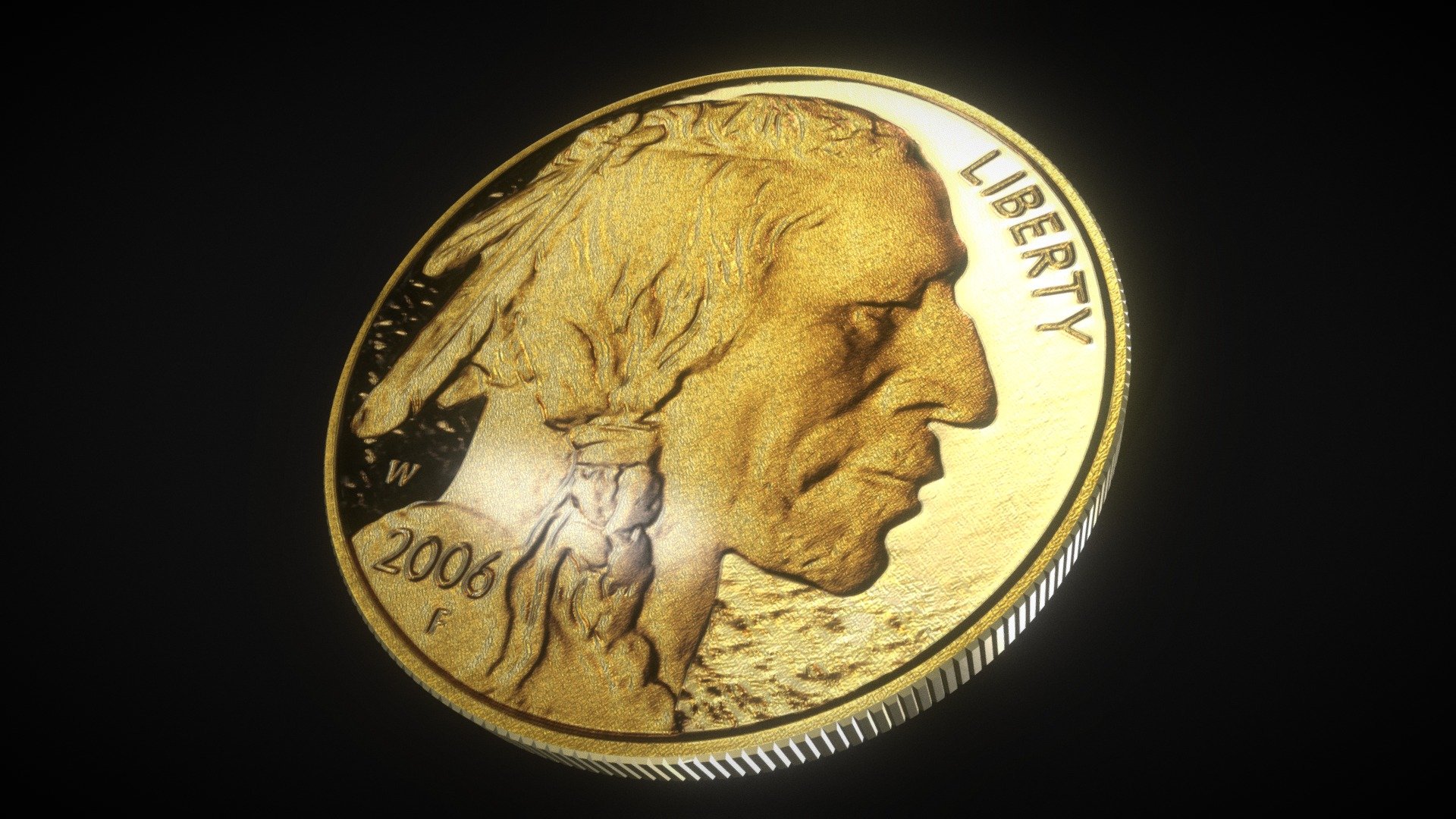 1oz Golden Buffallo Coin - 3D model by Carlos.Maciel 3d model