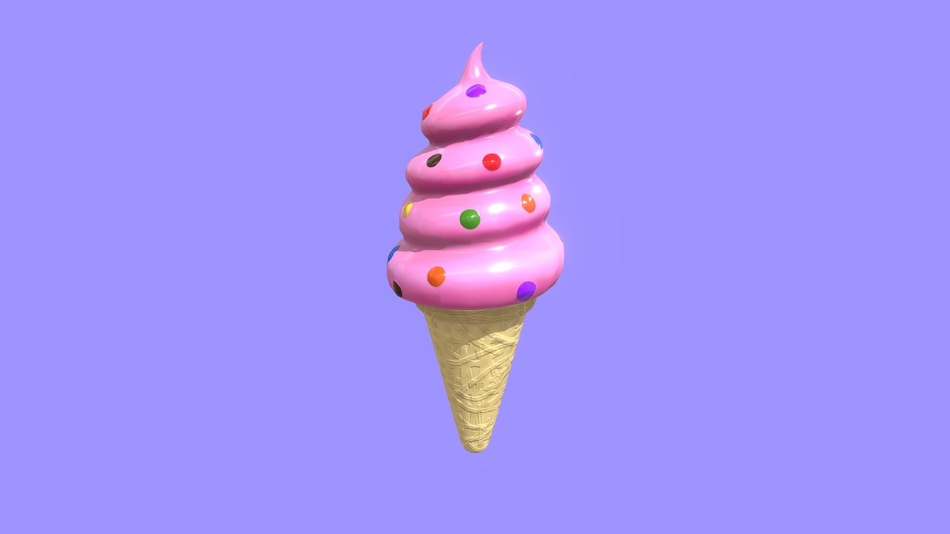 Ice cream cone, 3d model ideal for mobile games 3d model