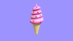 Ice Cream food, cute, ice, cone, sugar, candy, delicious, icecream, sweet, cold, strawberry, confetti, favor