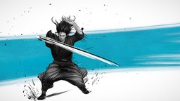Musashi fanart, drawing, comic, samurai, painting, musashi, manga, vagabond, kimono, hakama, katana_sword, maya, character, hand-painted