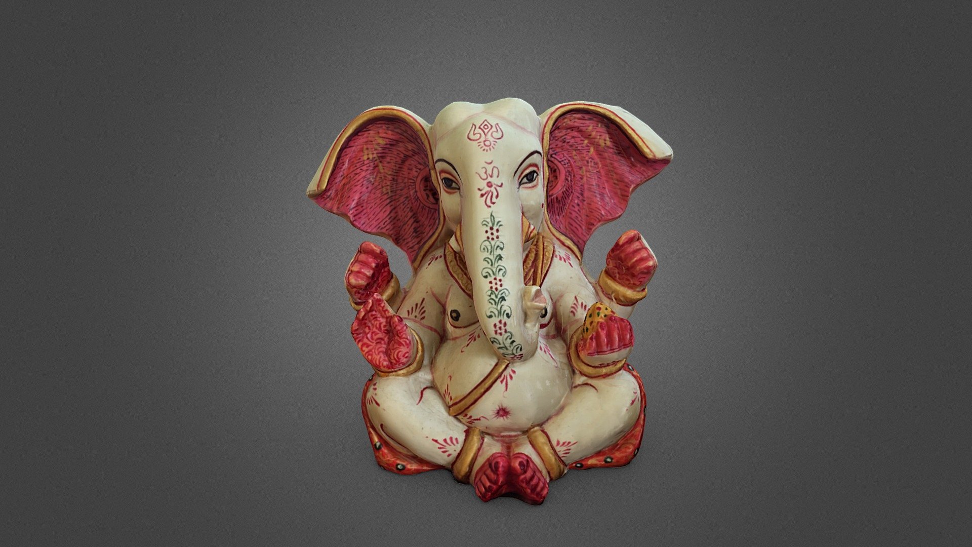 Ganesha made of camel bone purchased in Kochi, February 2014. Scanned via 123D Catch (sadly discontinued) and edited and retopologized in Blender. Includes photo, normal, and ambient occlusion maps.

&ldquo;Ganesha (Sanskrit: गणेश, IAST: Gaṇeśa;), or Ganesh, also known as Ganapati and Vinayaka, is one of the best-known and most worshipped deities in the Hindu pantheon&hellip; Although Ganesha is known by many attributes, he is readily identified by his elephant head. He is widely revered, more specifically, as the remover of obstacles; the patron of arts and sciences; and the deva of intellect and wisdom. As the god of beginnings, he is honoured at the start of rites and ceremonies. Ganesha is also invoked as patron of letters and learning during writing sessions. Several texts relate mythological anecdotes associated with his birth and exploits.
