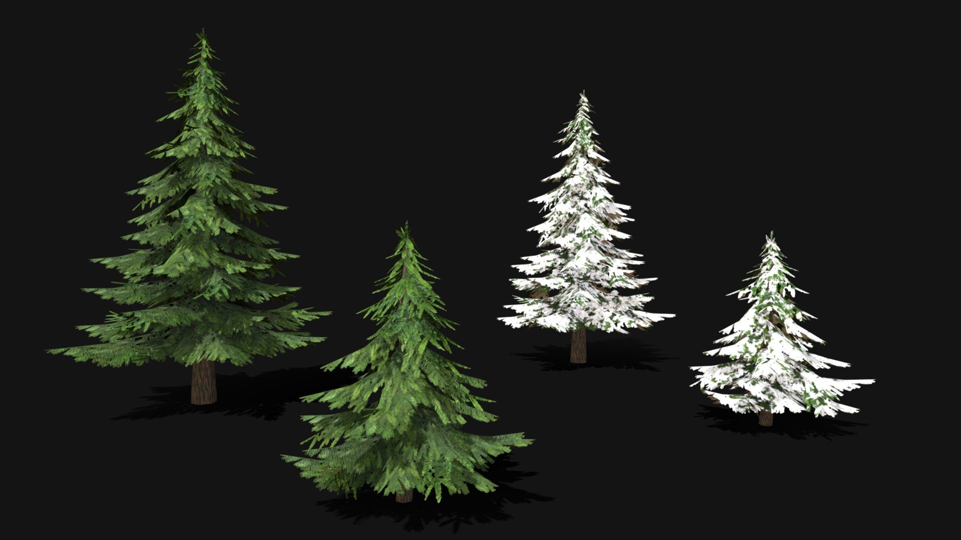 DISCOUNT - separate models are worth $10 each, but buying this model will save you $5!

Looking for stunning 3D models for your game or project? Check out our 3D low poly fir tree models set! Perfect for game development, real-time environments, or background use, these models are optimized for seamless integration into any game engine without sacrificing visual quality. Whether you need to create complex scenes or simple landscapes, these models will elevate your project to the next level. Don’t miss out on this opportunity to enhance your project with our high-quality 3D models!

Big Fir Tree:
774 polygons
1141 vertices
2 mesh objects
Snow version of the texture

Small Fir Tree:
376 polygons
578 vertices
2 mesh objects
Snow version of the texture

Both models are centered at 0,0,0 origin.
All textures are in 512 x 512 resolution (for even better game optimization).
Models have real-world scales. Measurement unit used for models: Meters.

Good Luck! - Fir Trees LowPoly - Buy Royalty Free 3D model by Xylla 3d model