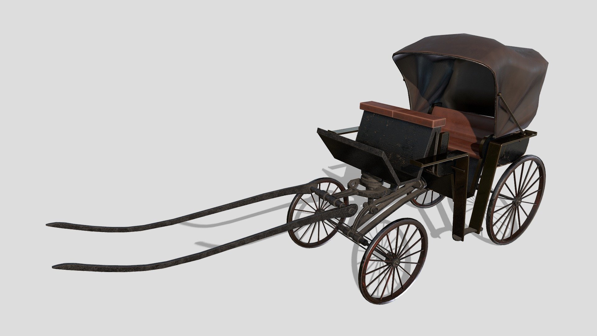 Detailed Description Info:


Model: carriage 


Media Type: 3D Model 


Geometry: Quads/Tris 


Polygon Count: 10670 


Vertice Count: 9641 


Textures: Yes 


Materials: Yes 


Rigged: No 


Animated: No 


UV Mapped: Yes 


Unwrapped UV’s: Yes Non-Overlapping



|||||||||||||||||||||||||||||||||||


Textures formats: PBR textures include Metalness, Roughness, AO, diffuse and normal maps in 8K resolution


wheels and axels are split with pivots in the correct locations 3d model
