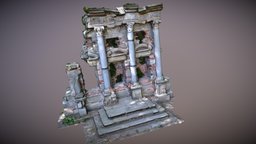 Small ruin from castle ground ruin, castle, ruins, stairs, historic, bricks, pillars, pillar, germany, photogrammetry, history