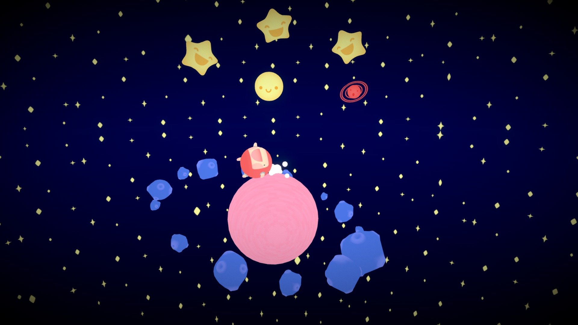 Here are some assets I made in a week for a game called Cutienaut. It's about a little round astronaut rolling on a planet to collect stars, asteroids, etc 3d model