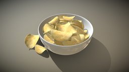 Potato Chips in Bowl food, bowl, chips, potato, fastfood, fries, potato_chip, potatochips