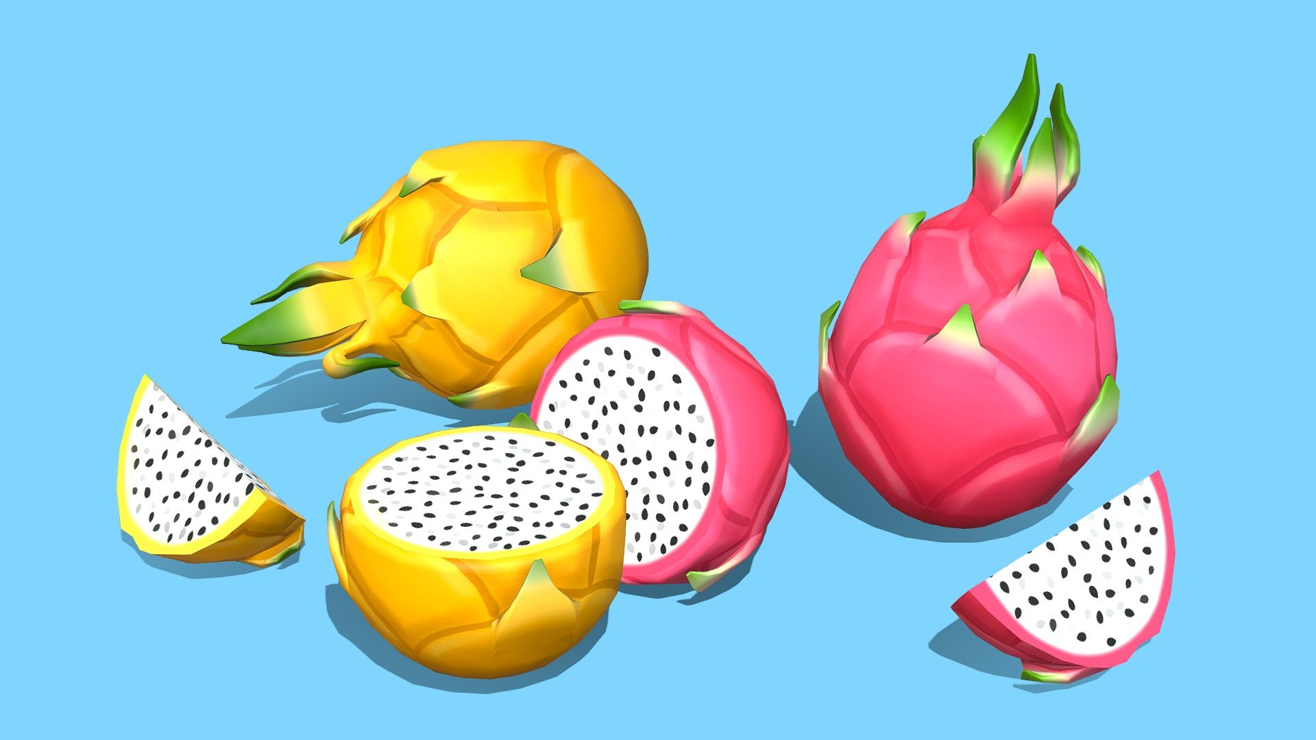 Beautiful, unique and colorful cactus fruit!




Models include - two different variations of dragonfruit with their whole, half and quartered versions

1024x1024 diffuse textures

Low-poly and handpainted textures
 - Dragonfruit - Buy Royalty Free 3D model by Megan Alcock (@citystreetlight) 3d model