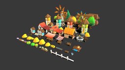 Farm Pack trees, rocks, cartoony, farm, gameenvironment, game, lowpoly, blender3d, gameart, gameasset, stylized, environment, farmgame