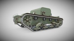 Artillery tractor T-26T mod. 1933 year armor, power, army, artillery, tractor, game-asset, weapon, lowpoly, t-26t