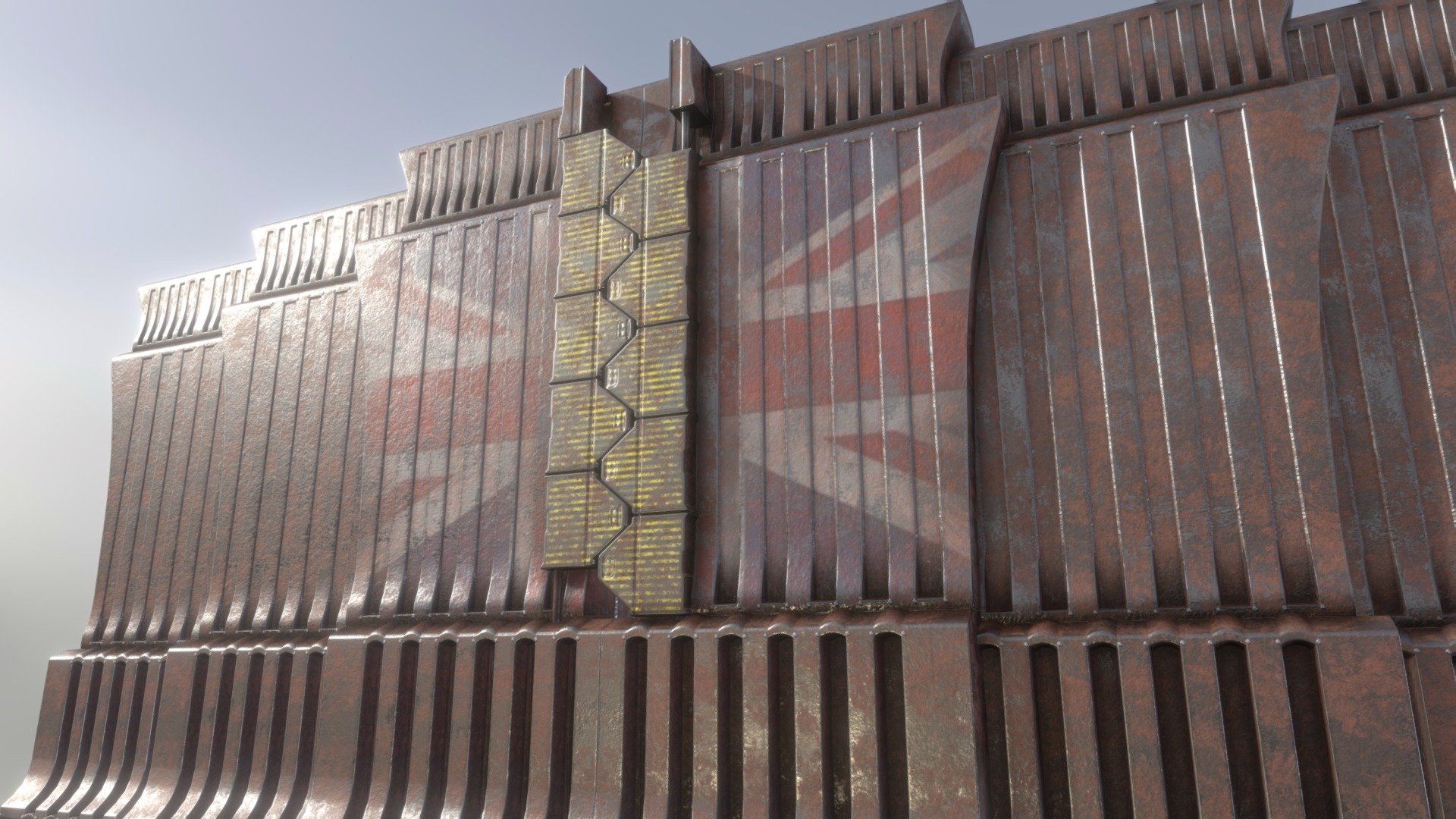 A large blast wall gate seporating the Westminster from the wasteland of post apocalyptic London 3d model